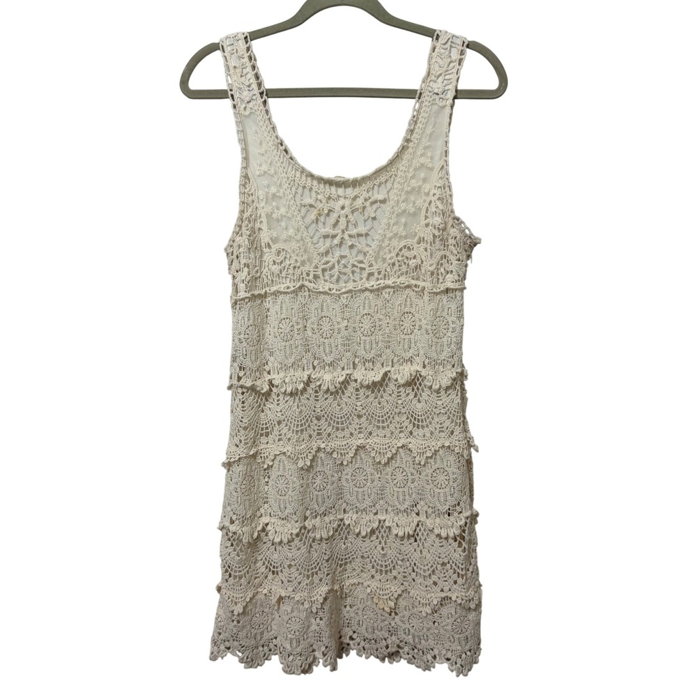 Staring at Stars Urban Outfitters Cream Crochet Lace Tiered Mini Dress Large